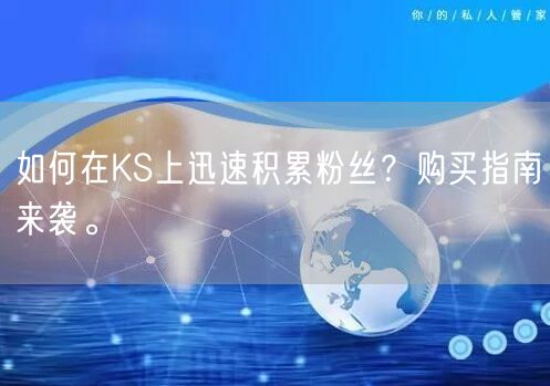 如何在KS上迅速积累粉丝？购买指南来袭。
