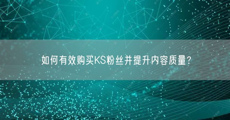 如何有效购买KS粉丝并提升内容质量？