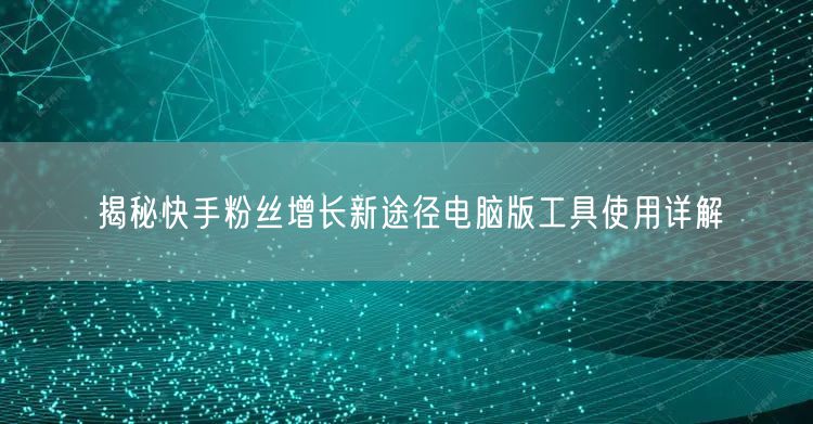 揭秘快手粉丝增长新途径电脑版工具使用详解