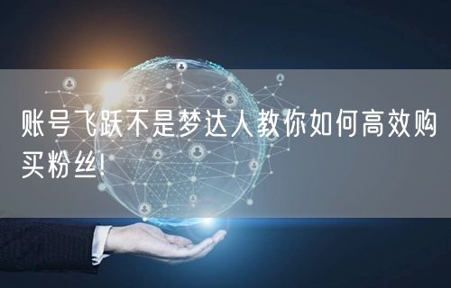 账号飞跃不是梦达人教你如何高效购买粉丝!