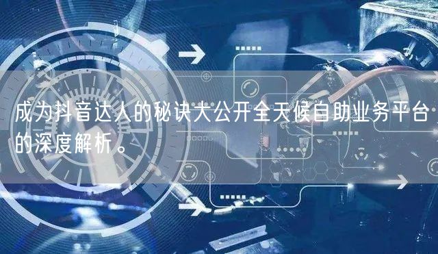 成为抖音达人的秘诀大公开全天候自助业务平台的深度解析。