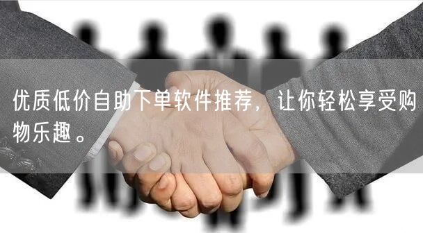 优质低价自助下单软件推荐，让你轻松享受购物乐趣。